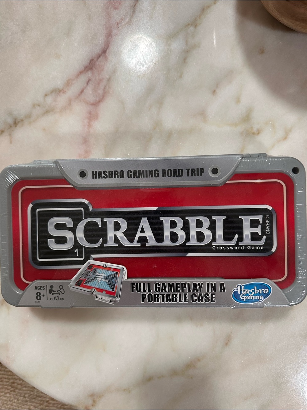 Hasbro Scrabble Travel Game - Red and Silver Portable Case